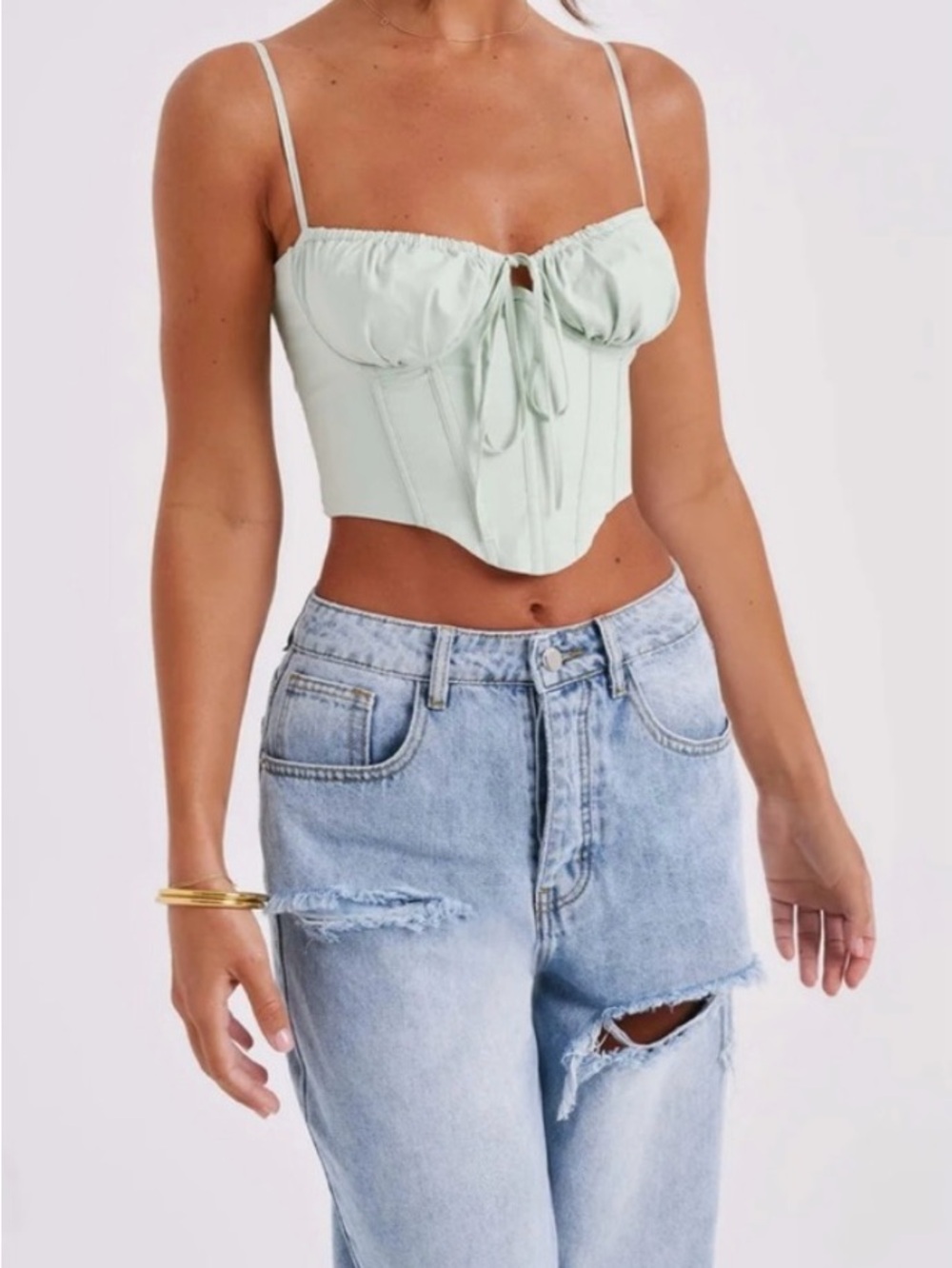 Babyboo Clara Sage Corset Crop Top M